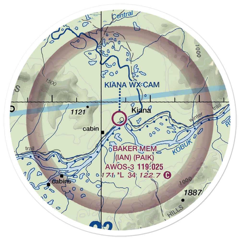 Bob Baker Memorial Airport (IAN) VFR Sectional Sticker (20 mile) 