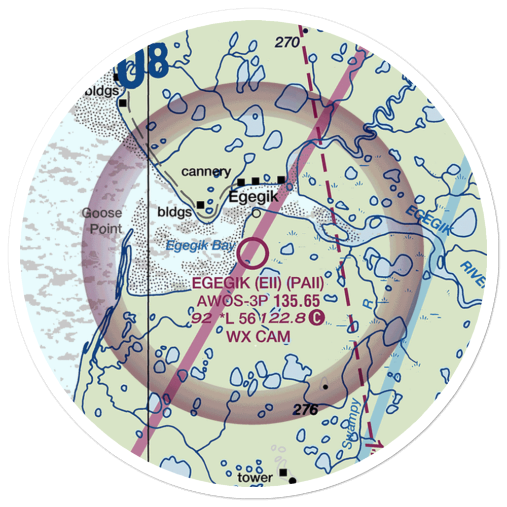 Egegik Airport (EII) VFR Sectional Sticker (20 mile) 