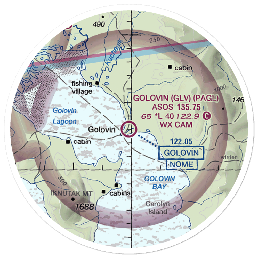 Golovin Airport (GLV) VFR Sectional Sticker (20 mile) 