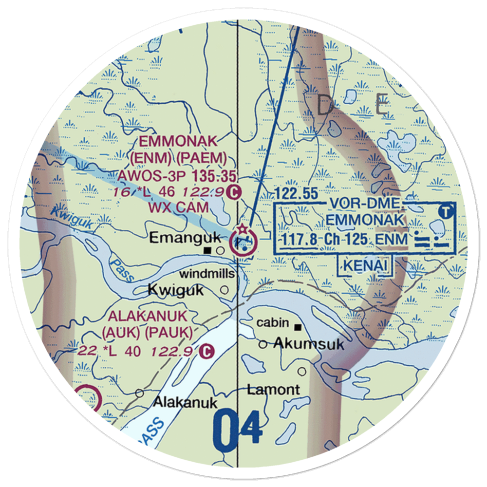 Emmonak Airport (ENM) VFR Sectional Sticker (20 mile) 