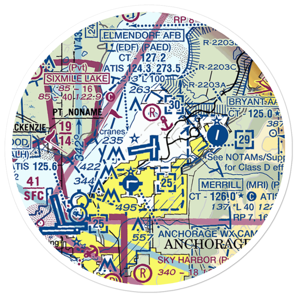 Elmendorf Air Force Base (EDF) VFR Sectional Sticker (20 mile) 