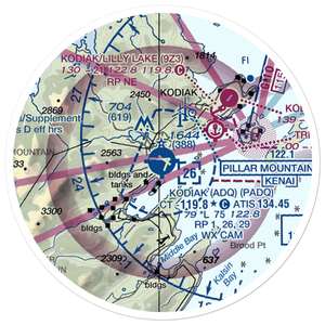 Kodiak Airport (ADQ) VFR Sectional Sticker (20 mile)