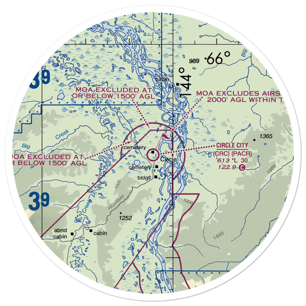 Circle City /New/ Airport (CRC) VFR Sectional Sticker (30 mile) 