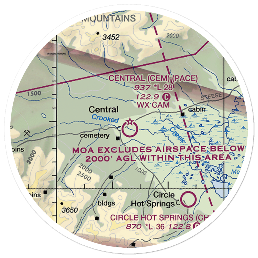 Central Airport (CEM) VFR Sectional Sticker (20 mile) 