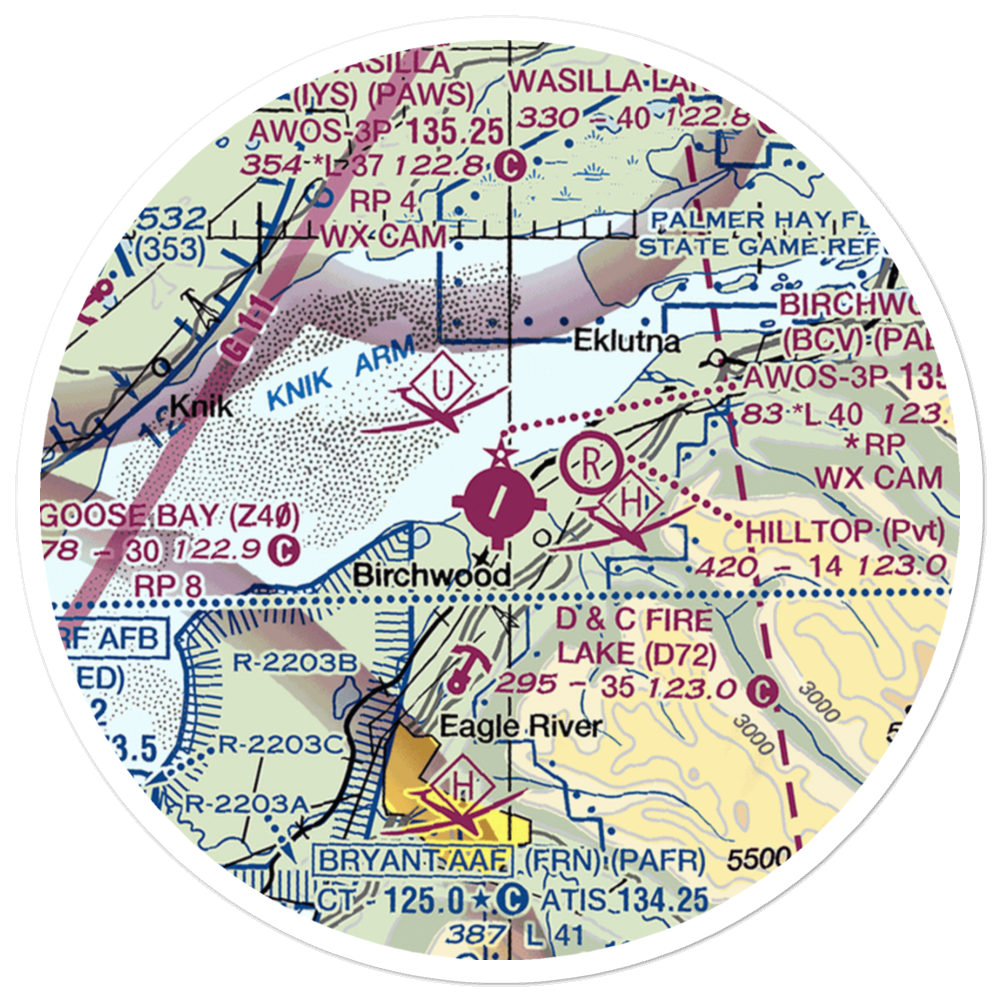 Birchwood Airport (BCV) VFR Sectional Sticker (20 mile) 