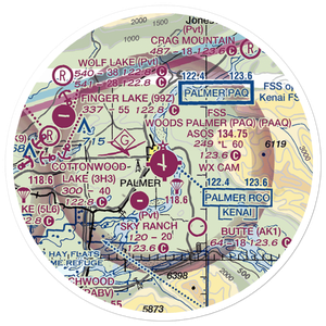 Warren Bud Woods Palmer Municipal Airport (PAQ) VFR Sectional Sticker (20 mile)