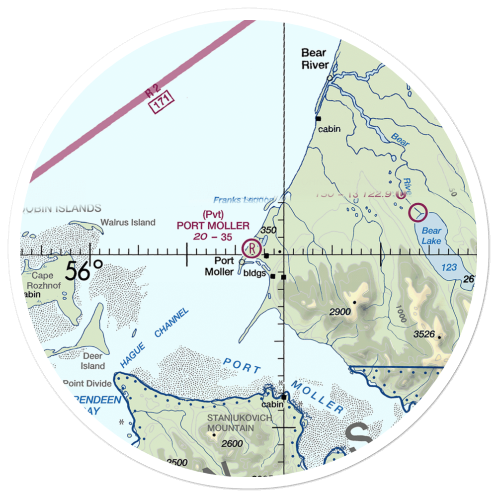 Port Moller Airport (PML) VFR Sectional Sticker (30 mile) 