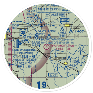 Fairmont Field Airport (1OK) VFR Sectional Sticker (20 mile)