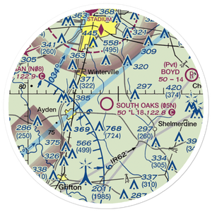 South Oaks Aerodrome (05N) VFR Sectional Sticker (20 mile)