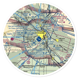 Yakima Air Terminal McAllister Field (YKM) VFR Sectional Sticker (30 mile)