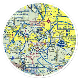 Willow Run Airport (YIP) VFR Sectional Sticker (30 mile)