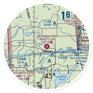 Hillman Airport (Y95) VFR Sectional Sticker (20 mile)