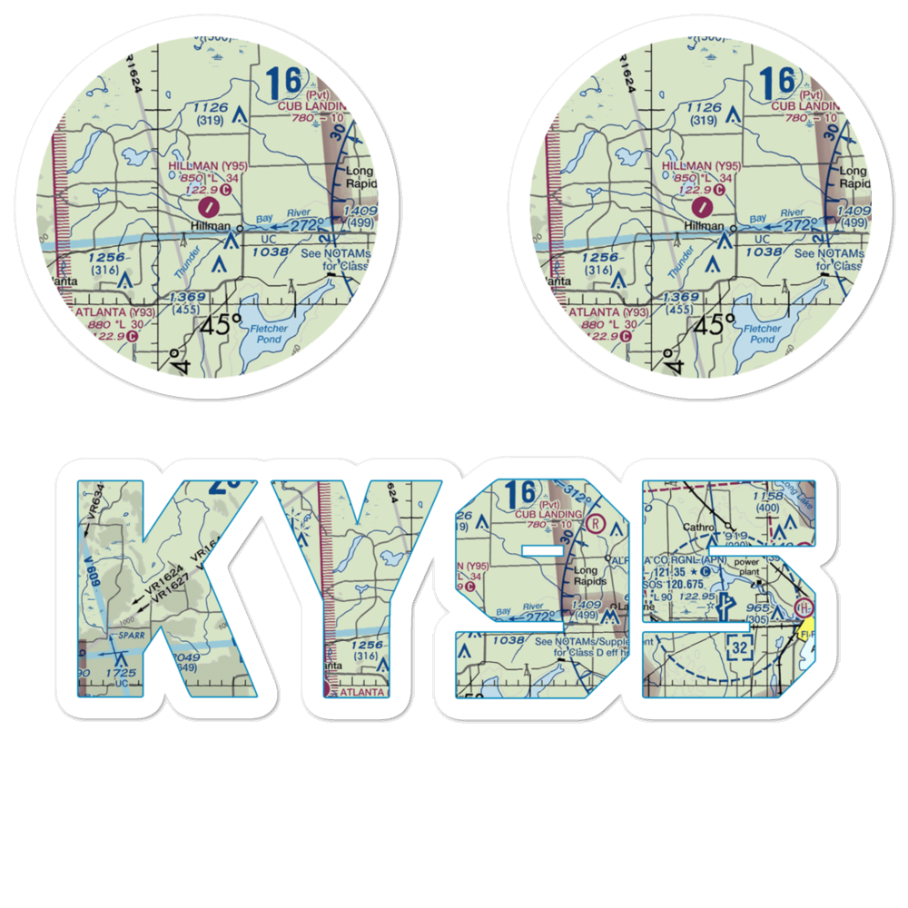 Hillman Airport (Y95) VFR Sectional Sticker Pack 