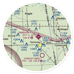 Sandusky City Airport (Y83) VFR Sectional Sticker (20 mile)