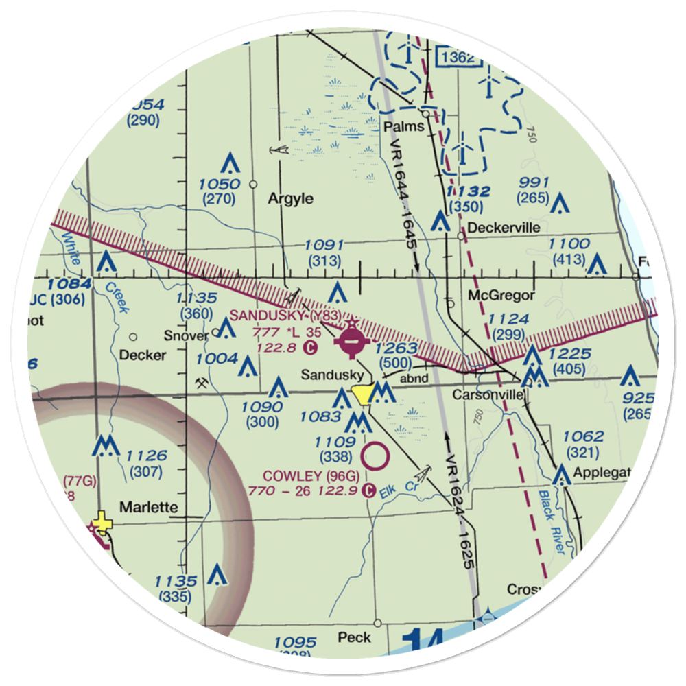 Sandusky City Airport (Y83) VFR Sectional Sticker (30 mile) 