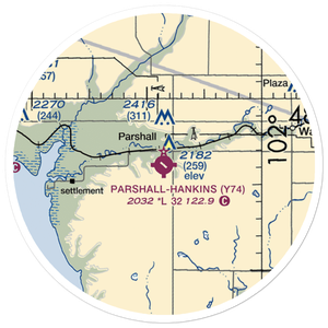 Parshall Hankins Airport (Y74) VFR Sectional Sticker (20 mile)