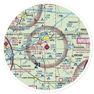 Ionia County Airport (Y70) VFR Sectional Sticker (30 mile)