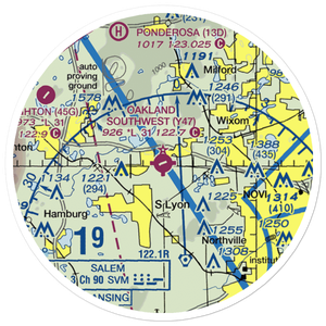 Oakland Southwest Airport (Y47) VFR Sectional Sticker (20 mile)