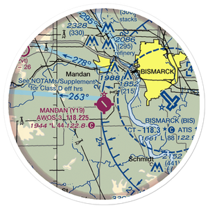 Mandan Municipal Airport (Y19) VFR Sectional Sticker (20 mile)