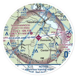 Tappahannock-Essex County Airport (XSA) VFR Sectional Sticker (20 mile)