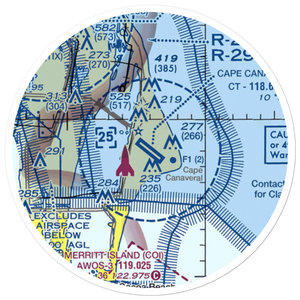 Cape Canaveral AFS Skid Strip (XMR) VFR Sectional Sticker (20 mile)