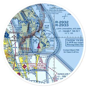 Cape Canaveral AFS Skid Strip (XMR) VFR Sectional Sticker (30 mile)