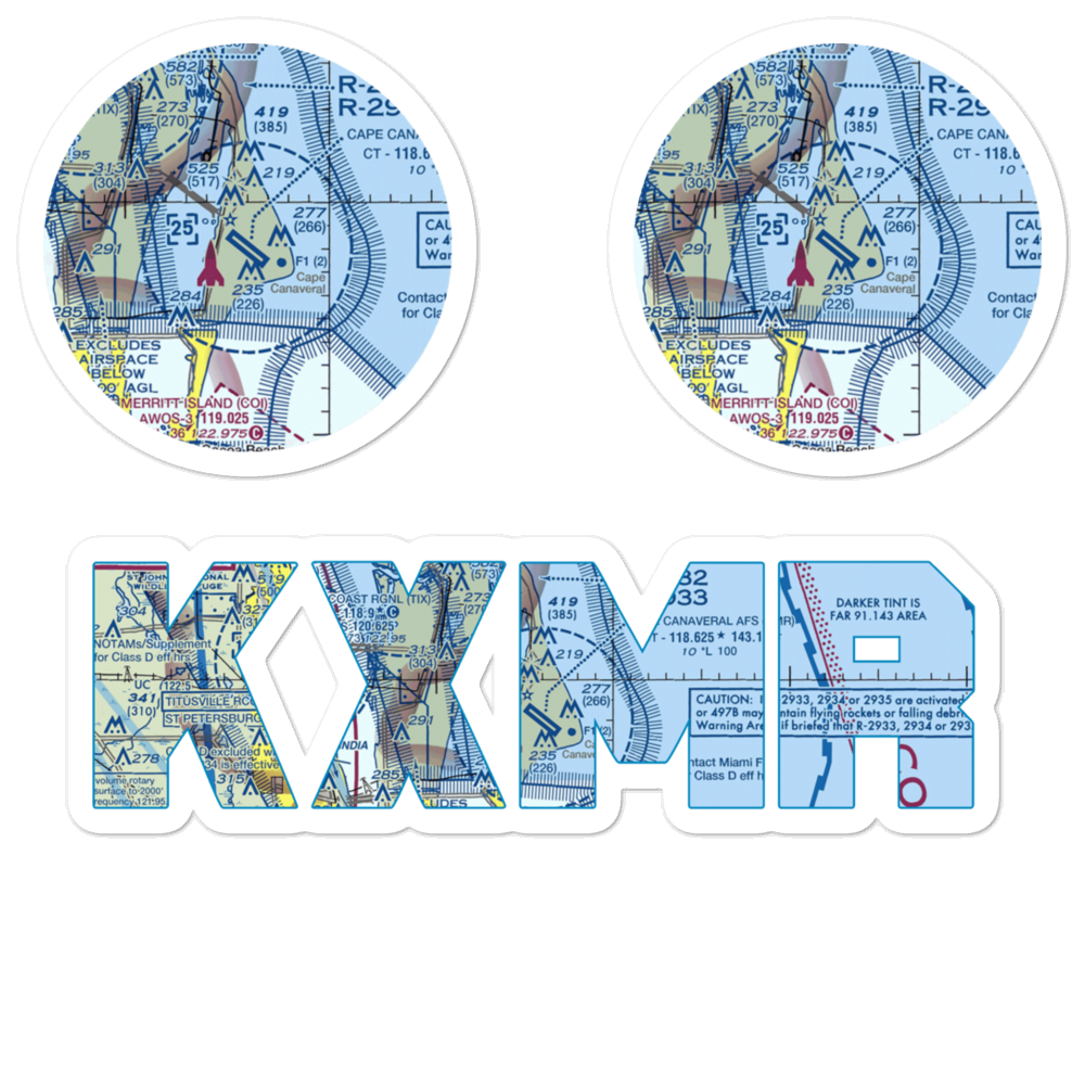 Cape Canaveral AFS Skid Strip (XMR) VFR Sectional Sticker Pack 