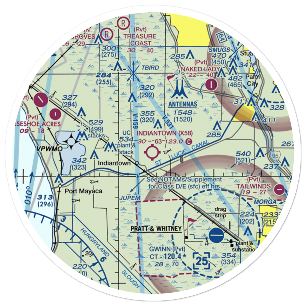 Indiantown Airport (X58) VFR Sectional Sticker (30 mile) 