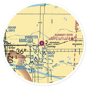 Sunray Airport (X43) VFR Sectional Sticker (20 mile)