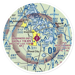 Inverness Airport (INF) VFR Sectional Sticker (20 mile)