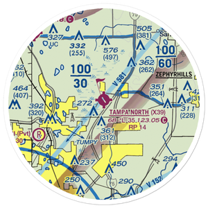 Tampa North Aero Park Airport (X39) VFR Sectional Sticker (20 mile)