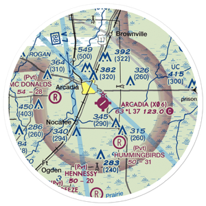 Arcadia Municipal Airport (X06) VFR Sectional Sticker (20 mile)