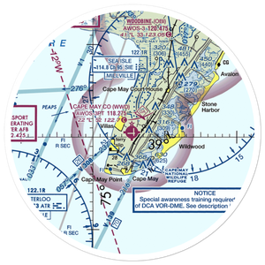 Cape May County Airport (WWD) VFR Sectional Sticker (30 mile)