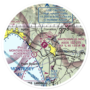 Watsonville Municipal Airport (WVI) VFR Sectional Sticker (20 mile)