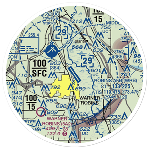 Robins Air Force Base (WRB) VFR Sectional Sticker (20 mile)
