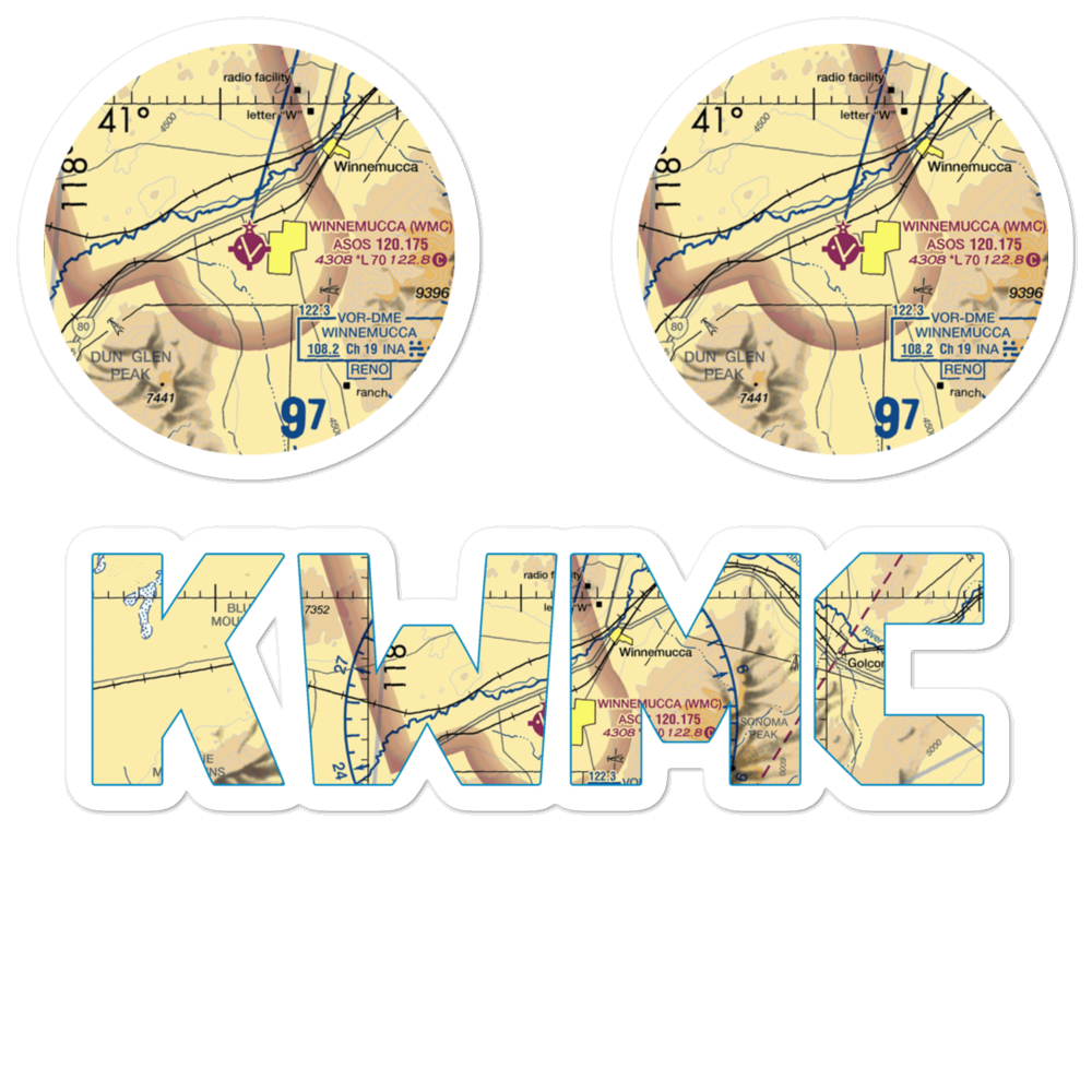 Winnemucca Municipal Airport (WMC) VFR Sectional Sticker Pack 