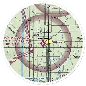 Willows Glenn County Airport (WLW) VFR Sectional Sticker (20 mile)