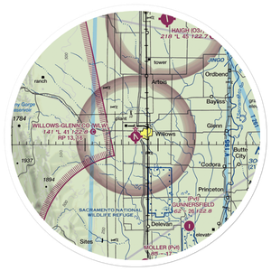 Willows Glenn County Airport (WLW) VFR Sectional Sticker (30 mile)