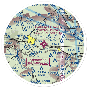 Barrow County Airport (WDR) VFR Sectional Sticker (20 mile)