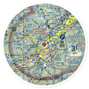 Wilkes Barre Wyoming Valley Airport (WBW) VFR Sectional Sticker (30 mile)