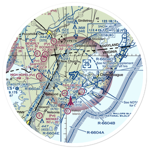 Wallops Flight Facility Airport (WAL) VFR Sectional Sticker (30 mile)