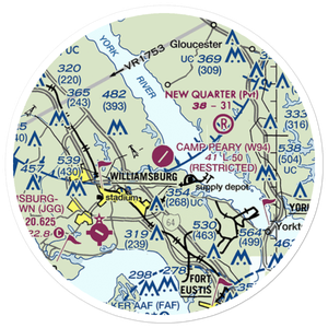Camp Peary Landing Strip (W94) VFR Sectional Sticker (20 mile)