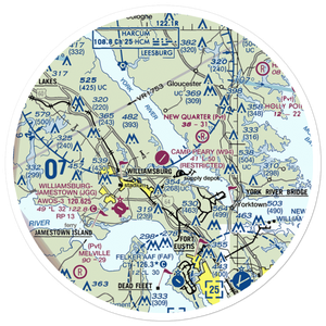 Camp Peary Landing Strip (W94) VFR Sectional Sticker (30 mile)