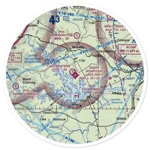 Smith Mountain Lake Airport (W91) VFR Sectional Sticker (30 mile)