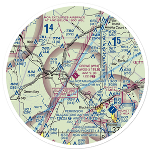 Crewe Municipal Airport (W81) VFR Sectional Sticker (30 mile)