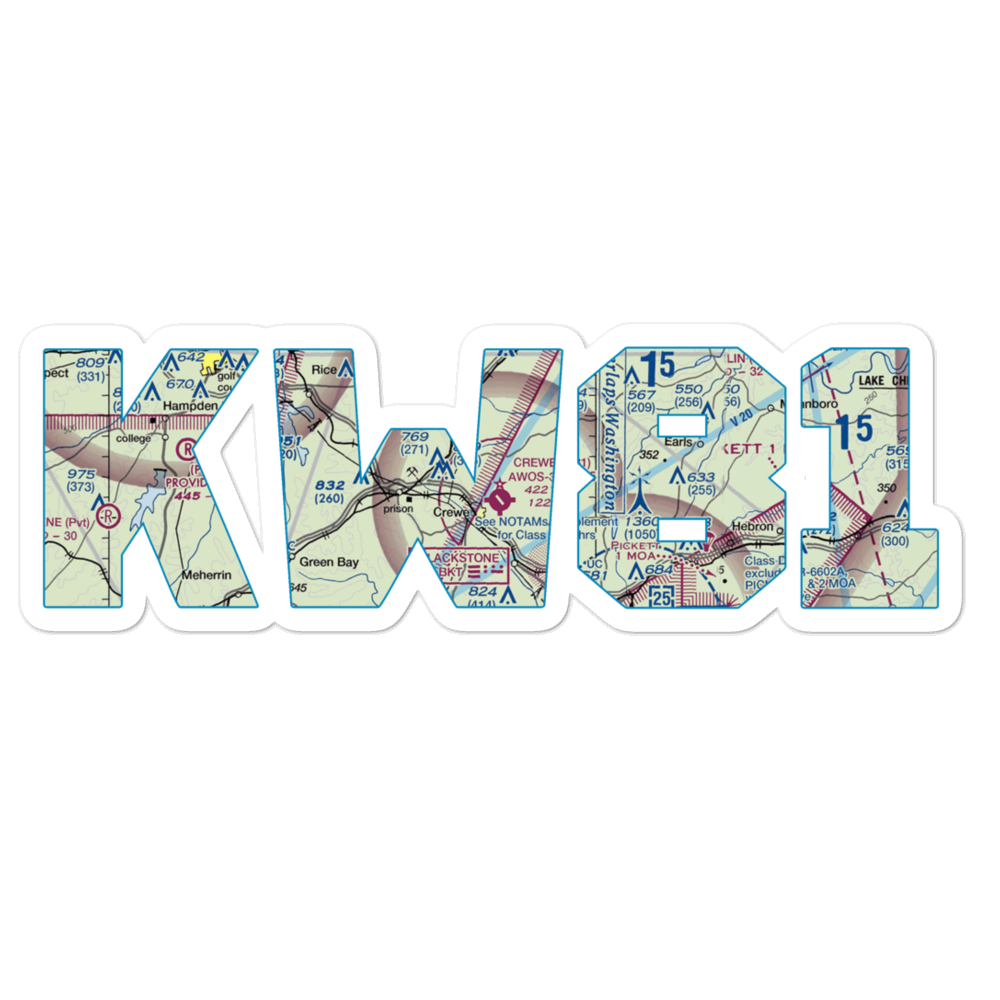 Crewe Municipal Airport (W81) VFR Sectional Sticker 