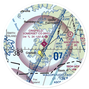 Crisfield Municipal Airport (W41) VFR Sectional Sticker (20 mile)