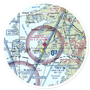 Crisfield Municipal Airport (W41) VFR Sectional Sticker (30 mile)