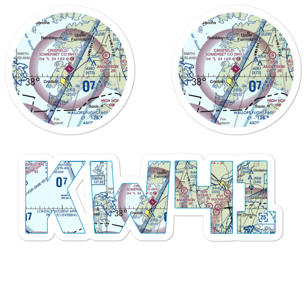 Crisfield Municipal Airport (W41) VFR Sectional Sticker Pack 