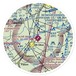Mount Olive Municipal Airport (W40) VFR Sectional Sticker (20 mile)